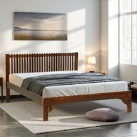Orionwood Solid Wood Queen  Size Bed Without Storage (Provincial Teak Finish)