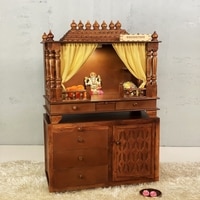 D'Dass Copper Sheesham and Mdf  Wall Hanging Wooden Temple For Pooja