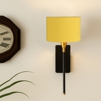 Devansh Metal Electric Wall Light in Black Colour with Yellow Shade Count of 1 Light