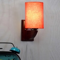 Devansh Solid Wood Electric Wall Light in Orange Colour with Orange Shade Count of 1 Light