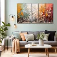The Castle Decor Abstract Art Wall Painting Wooden Framed 27x48 Inch (Style 6)