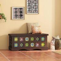 Azul Solid Wood Bench In Brushed Walnut Finish