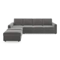 Apollo Sofa (Colour : Ash Grey Velvet, Cushion : Hard, Back Type : Regular, Seating Capacity : Left Aligned 3 Seater + Left Aligned Chaise)
