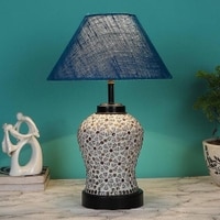 Allie Turquoise Jute Glass Table lamp with Iron Base