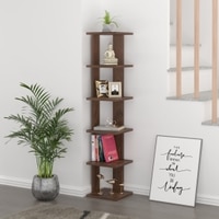 BLUEWUD Braine Engineered Wood Multipurpose Wall Decor Floating & Free Standing Shelf Display Rack Decorative Hall D�cor for Living Room Home Furniture (6 Square Shelves) (Brown Maple)