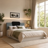 Nadi Engineered Wood Queen  Size Bed With Hydraulic Storage (Melamine Finish, White Colour)