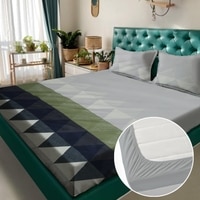 Multicolor Geometric 180 TC Fitted 1 King  Bedsheet with 2 Pillow Covers
