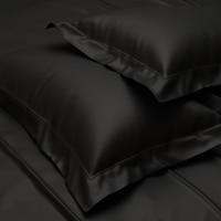 Stoa Paris Satin Pillow Covers,  Premium Plain Pillow Cover Set of 2, 68L x 45W cms - Midnight Black