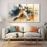 The Castle Decor Baseball Wall Art Set of 5 Wooden Framed Digital Painting 27x48 Inch