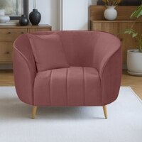 Nero Velvet 1 Seater Sofa in Pink Colour