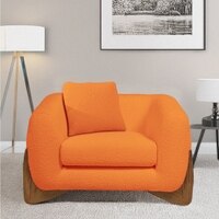 Amala Velvet 1 Seater Sofa in Orange Colour