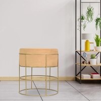 Evan Solid Wood  Ottomon in  Yellow Colour