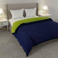 Falguni 
Navy Blue-Lemon Green Solid 250 Gsm Microfiber Single Bed Comforter