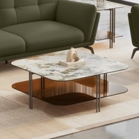 Paloma Square Marble Coffee Table in  Saturn Spanish Ceramic  Finish