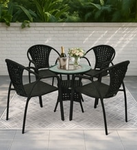 Esperance  Wicker Table And Chair Set In  Black Finish