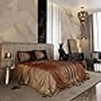 Stoa Paris Super King Size Enriched Cotton Bedsheet with 2 Pillow Covers  Size Golden Savannah