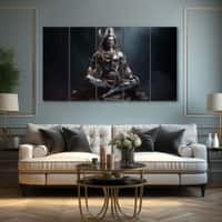 The Castle Decor Lord Shiva Wall Painting Wooden Framed 27x48 Inch (Style 13)