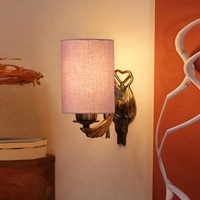 Devansh Metal Electric Wall Light in Antique Gold Colour with Grey Shade Count of 1 Light