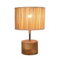 Brant Beige Bamboo Shade Table Lamp with Natural Wooden Base