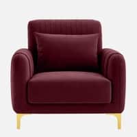 Monly Velvet 1 Seater Sofa Maroon Color