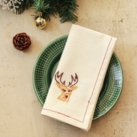 Jolly Reindeer Set Of 2 Napkins With Off White Colour