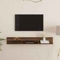 BLUEWUD Millie Engineering Wood Wall Mount TV Entertainment Unit Set Top Box Stand/TV Cabinet Panel with Shelves for Books & Decor Display Unit Bed Living Room Upto 50 Inches (Brown Maple)