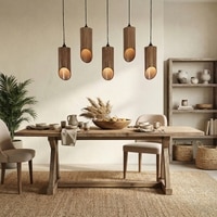 Cedar 5 Series Brown Solid Wood Cluster Hanging Light