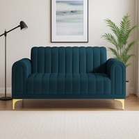 Josbert Velvet 2 Seater  Sofa In T Blue Colour