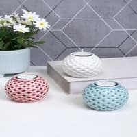 Blooming Flower Candle Holder Set of 3 in White Colour