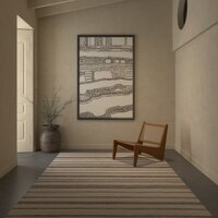 Jaipur Rugs Soft Scalloped Border Striped Wool Dhurrie Rug Grey 4x5 ft