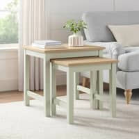 Wynmist Nesting Side Table Natural Mango Wood Top Sage Green Base