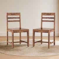 Oliver Solid Wood Dining Chair Set Of 2 In Teak Finish