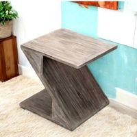 Berlin Sheesham Wood Tea Table In Rustic Grey Matte Finish