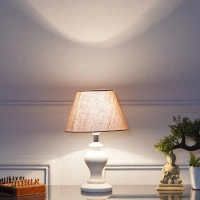 Limina White Wood Table Lamp with Off White Cotton Shade