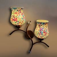 Devansh Metal Electric Wall Light in Gold Colour with Multi Shade Count of 2 Lights