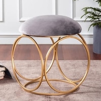 Classic Velvet Ring Metallic Stool in Grey Color