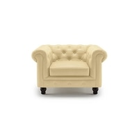 Winchester 1 Seater Half Leather Sofa in Cream Colour