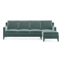 Abbey Sectional Sofa (Colour : Dusty Turquoise Velvet, Cushion : Soft, Seater : Right Aligned 3 Seater + Right Aligned Chaise)