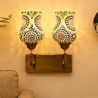 Devansh Metal Electric Wall Light in Antique Gold Colour with Black Shade Count of 1 Light
