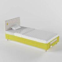 Color Play Engineered Wood Drawer Storage Bed in Yellow Colour