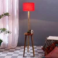 Gwyneth Red Cotton Shade Floor Lamp