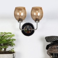 Devansh Steel Electric Wall Light in Steel Colour with Lavender Shade Count of 2 Lights