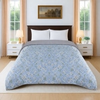 Diya Blue Floral Cotton Comforter Double Bed Reversible 350 Gsm Size 240 X 220 Cms