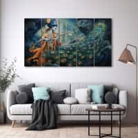 The Castle Decor Krishna Ji Wall Painting Wooden Framed 27x48 Inch (Style 16)