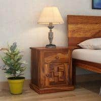 Woodway Solid Wood Bedside Table in Honey Finish