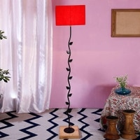 Edythe Red Cotton Shade Floor Lamp