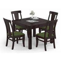 Brighton-Fabio 4 Seater Dining Table With Set Of 4 Chairs Colour-Matty Olive Finish-Mahogany
