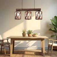 Symmetric Brown Solid Wood Cluster Hanging Light