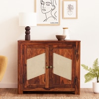 Sheesham Wood 2 Door Sideboard in Honey Oak Finish