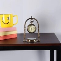 Hanging Black Antique Clock With Compass on Base